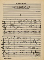 Primeira página da partitura autografa "Suite Rústica N.º 1" de Fernando Lopes-Graça