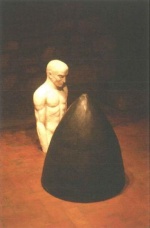 Manuel Rosa, S/título, 1989. Calcário e anilina preta, 93 x 160 x 75 cm. Col. particular. DR/ Cortesia Assírio Et Alvim.