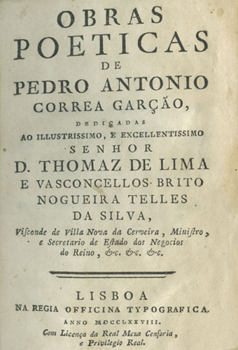 Capa de Obras Poéticas, 1.ª edição (póstuma) [Biblioteca Nacional de Portugal]