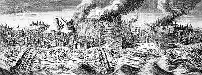 Evocação da cidade de Lisboa atingida pelo Terramoto de 1755